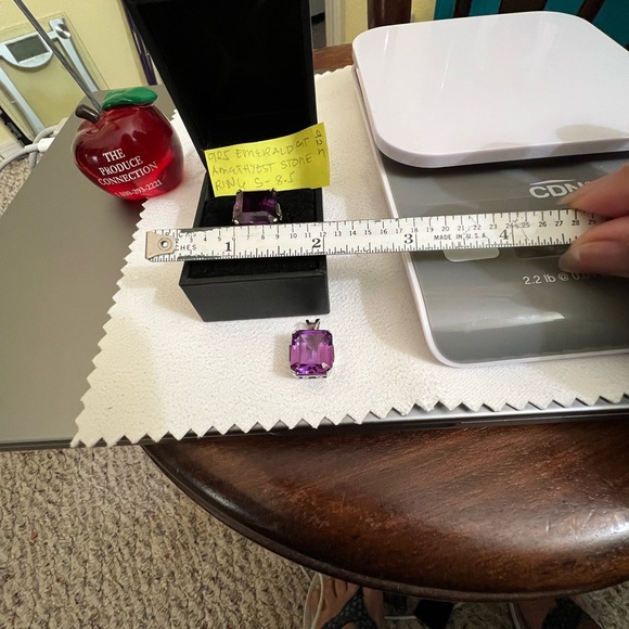 Solid sterling silver omega necklace;Amethyst stone-8.5”ring&pendant 5.2g - Picture 11 of 14